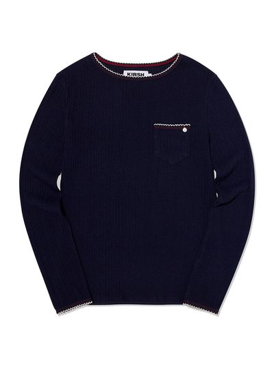 KIRSH Ribbed Long Sleeve T-shirt - Navy