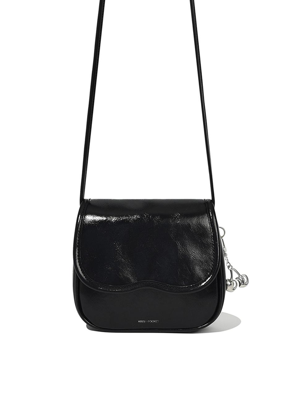 KIRSH Signature Curved Line Glossy Mini Crossbody Bag [Black]