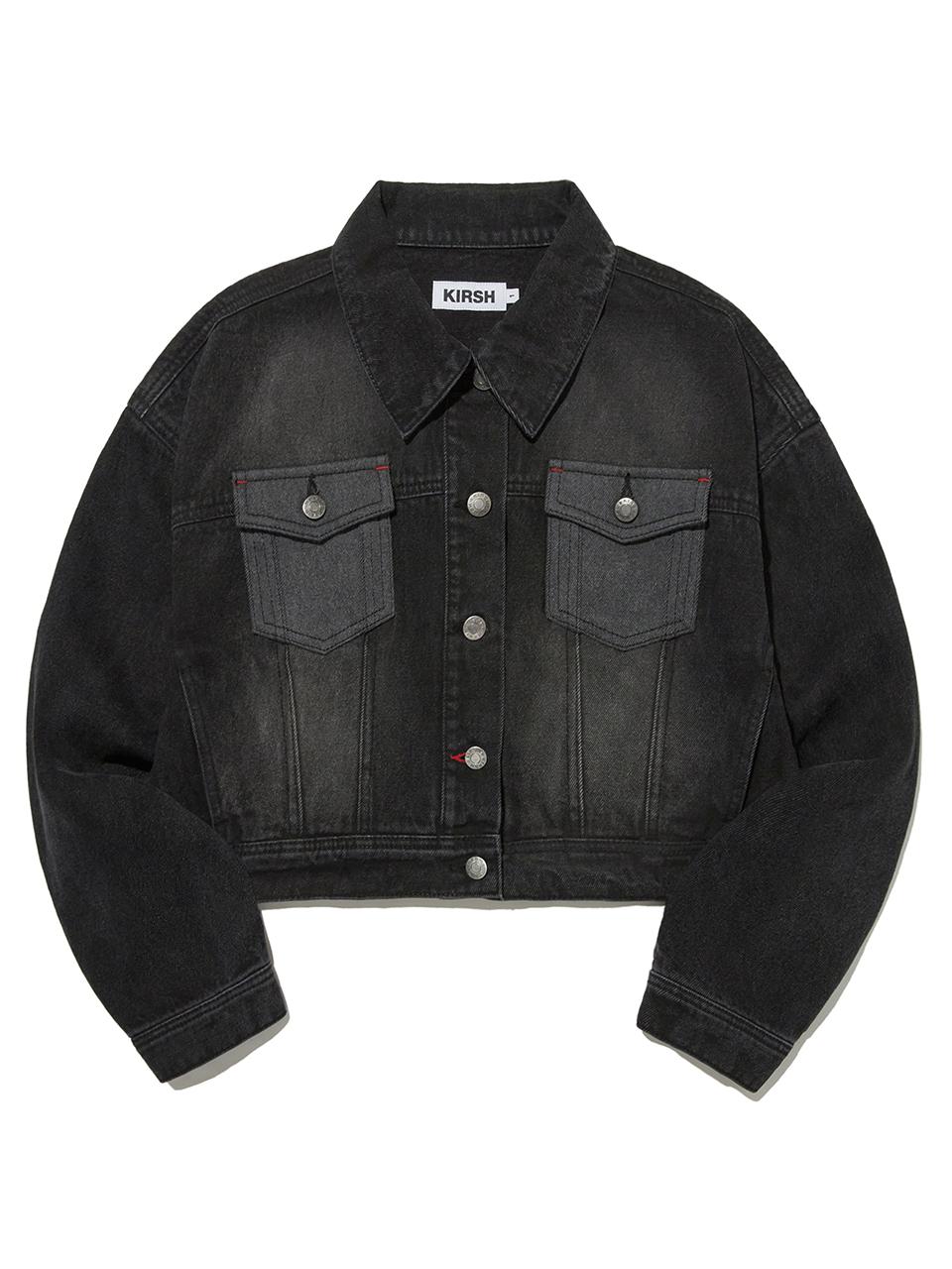 KIRSH Washing Cropped Denim Jacket - Black