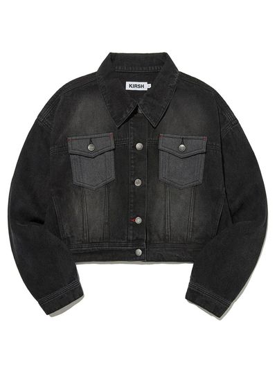 KIRSH Washing Cropped Denim Jacket - Black