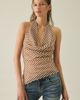 Kiss The Sky Kiss The Sky Adriana Asymmetric Cowl Neck Halter Top in Brown, Women's at Urban Outfitters - 1