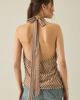Kiss The Sky Kiss The Sky Adriana Asymmetric Cowl Neck Halter Top in Brown, Women's at Urban Outfitters - 2