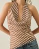Kiss The Sky Kiss The Sky Adriana Asymmetric Cowl Neck Halter Top in Brown, Women's at Urban Outfitters - 4