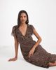 Kiss The Sky Kiss the Sky chiffon midaxi dress with ruffle edging in brown and white polka dot print-Multi - 1