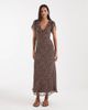 Kiss The Sky Kiss the Sky chiffon midaxi dress with ruffle edging in brown and white polka dot print-Multi - 2