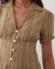 Kiss The Sky Kiss the Sky collared halter neck striped top in olive green - 2