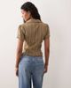 Kiss The Sky Kiss the Sky collared halter neck striped top in olive green - 3