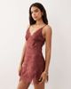Kiss The Sky Kiss the Sky eyelash lace trim strappy mini dress in dark plum-Red - 1