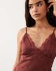 Kiss The Sky Kiss the Sky eyelash lace trim strappy mini dress in dark plum-Red - 3