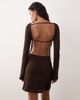 Kiss The Sky Kiss The Sky Freya long sleeve backless mini dress in brown lace - 1