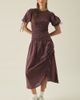 Kiss The Sky Kiss The Sky Hope Shirred Short Sleeve Maxi Dress in Maroon, Women's at Urban Outfitters - 5