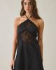 Kiss The Sky Kiss The Sky Masquerade Lace Trim Satin Mini Dress in Black, Women's at Urban Outfitters - 1