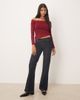 Kiss The Sky Kiss The Sky off the shoulder long sleeve top with lace detail in burgundy-Red - 3