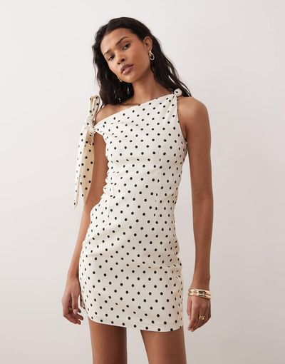 Kiss The Sky Kiss The Sky off the shoulder polka dot mini dress in white