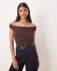 Kiss The Sky Kiss The Sky off the shoulder ruched top in espresso-Brown - 1