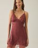 Kiss The Sky Kiss The Sky Persia Jacquard Satin Lace Trim Mini Dress in Plum, Women's at Urban Outfitters - 1