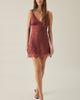 Kiss The Sky Kiss The Sky Persia Jacquard Satin Lace Trim Mini Dress in Plum, Women's at Urban Outfitters - 4