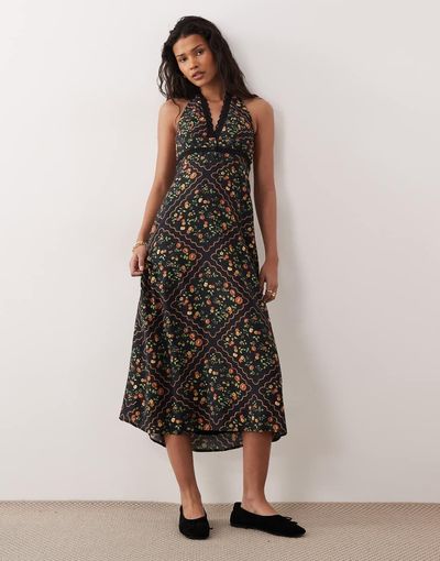 Kiss The Sky Kiss The Sky Positano printed maxi dress in black floral