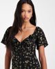 Kiss The Sky Kiss the Sky ruffle sleeve midi dress in black ditsy floral-Multi - 2
