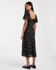 Kiss The Sky Kiss the Sky ruffle sleeve midi dress in black ditsy floral-Multi - 3