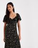 Kiss The Sky Kiss the Sky ruffle sleeve midi dress in black ditsy floral-Multi - 4