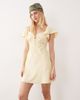 Kiss The Sky Kiss The Sky satin jacquard lace mini slip dress in butter yellow - 3