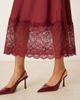 Kiss The Sky Kiss The Sky satin midaxi lace detailed dress in burgundy-Red - 3