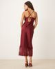 Kiss The Sky Kiss The Sky satin midaxi lace detailed dress in burgundy-Red - 4