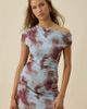 Kiss The Sky Kiss The Sky Skyler Abstract Mesh Off-The-Shoulder Mini Dress in Light Blue, Women's at Urban Outfitters - 2