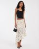 Kiss The Sky Kiss The Sky Titia asymmetric slit side skirt in ivory polka dot-White - 1
