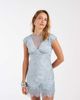 Kiss The Sky Kiss the Sky v-neck lace jacquard mini dress in blue aura - 1