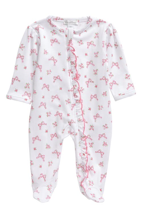 Kissy Kissy Kissy Kissy Bow Print Ruffle Pima Cotton Footie