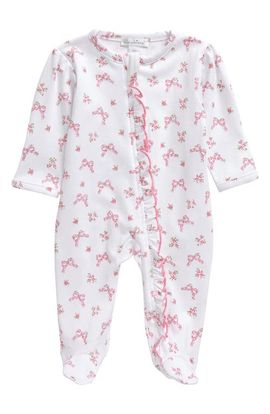 Kissy Kissy Kissy Kissy Bow Print Ruffle Pima Cotton Footie
