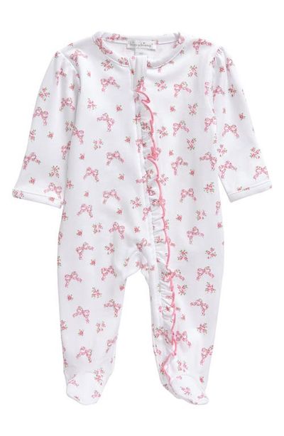 Kissy Kissy Kissy Kissy Bow Print Ruffle Pima Cotton Footie