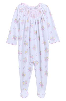 Kissy Kissy Kissy Kissy Floral Smocked Pima Cotton Footie