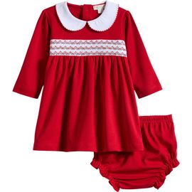 Kissy Kissy Kissy Kissy Smocked Pima Cotton Dress & Bloomers Set