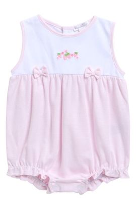 Kissy Kissy Kissy Kissy Strawberry Embroidered Pima Cotton Bubble Romper
