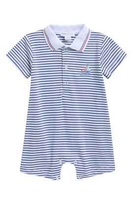 Kissy Kissy Kissy Kissy Stripe Pima Cotton Polo Romper