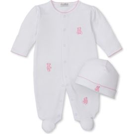 Kissy Kissy Kissy Kissy Teddy Bear Embroidered Pima Cotton Footie & Hat Set