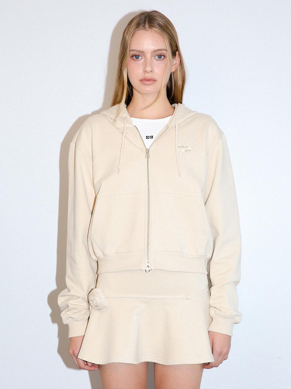 KISYNING Calm Mood Symbol Zip-up Hoodie [Beige]