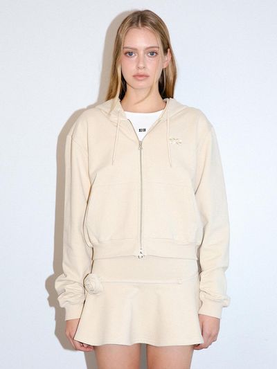 KISYNING Calm Mood Symbol Zip-up Hoodie [Beige]