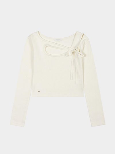 KISYNING Connect Hole Ribbon Rib Knit (Beige)
