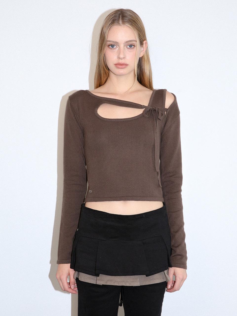 KISYNING Connect Hole Ribbon Rib Knit (Brown)