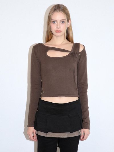 KISYNING Connect Hole Ribbon Rib Knit (Brown)