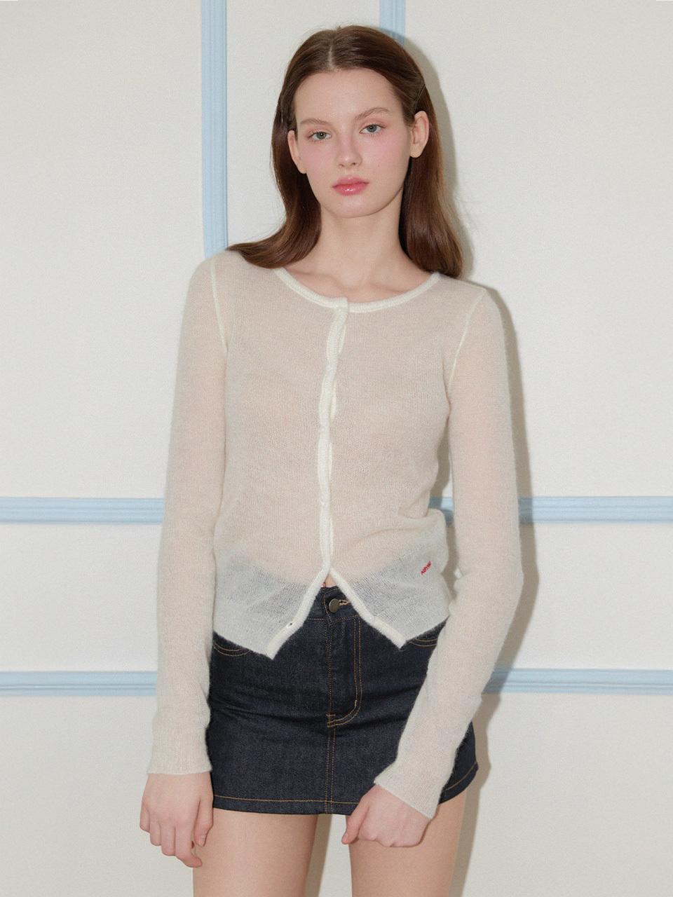KISYNING Denish See-Through Cardigan (Cream)