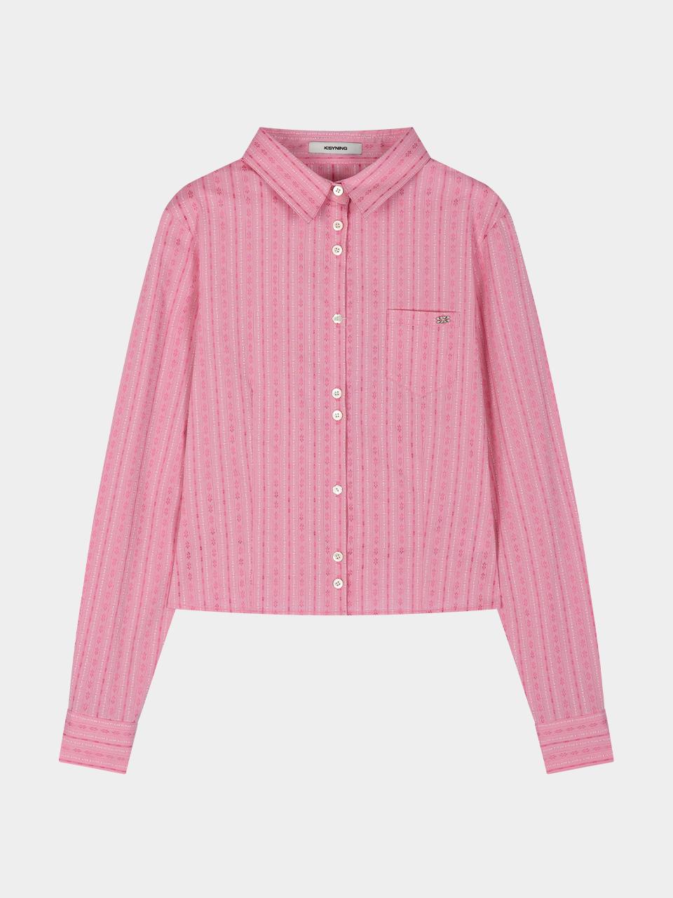 KISYNING Floral Button Lace Shirt [Pink]