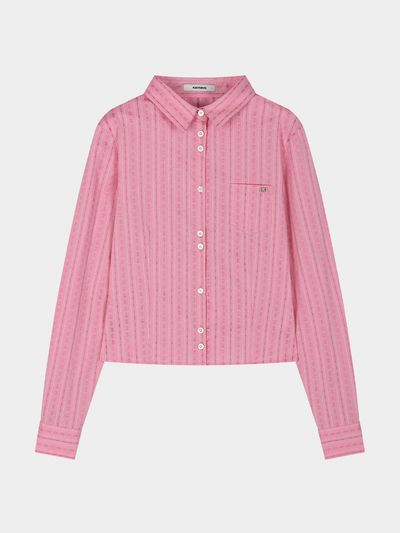 KISYNING Floral Button Lace Shirt [Pink]