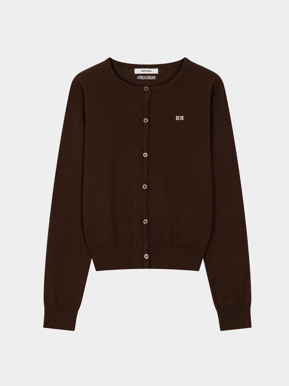 KISYNING New Classic Crew Neck Cardigan (Brown)