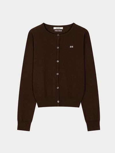 KISYNING New Classic Crew Neck Cardigan (Brown)