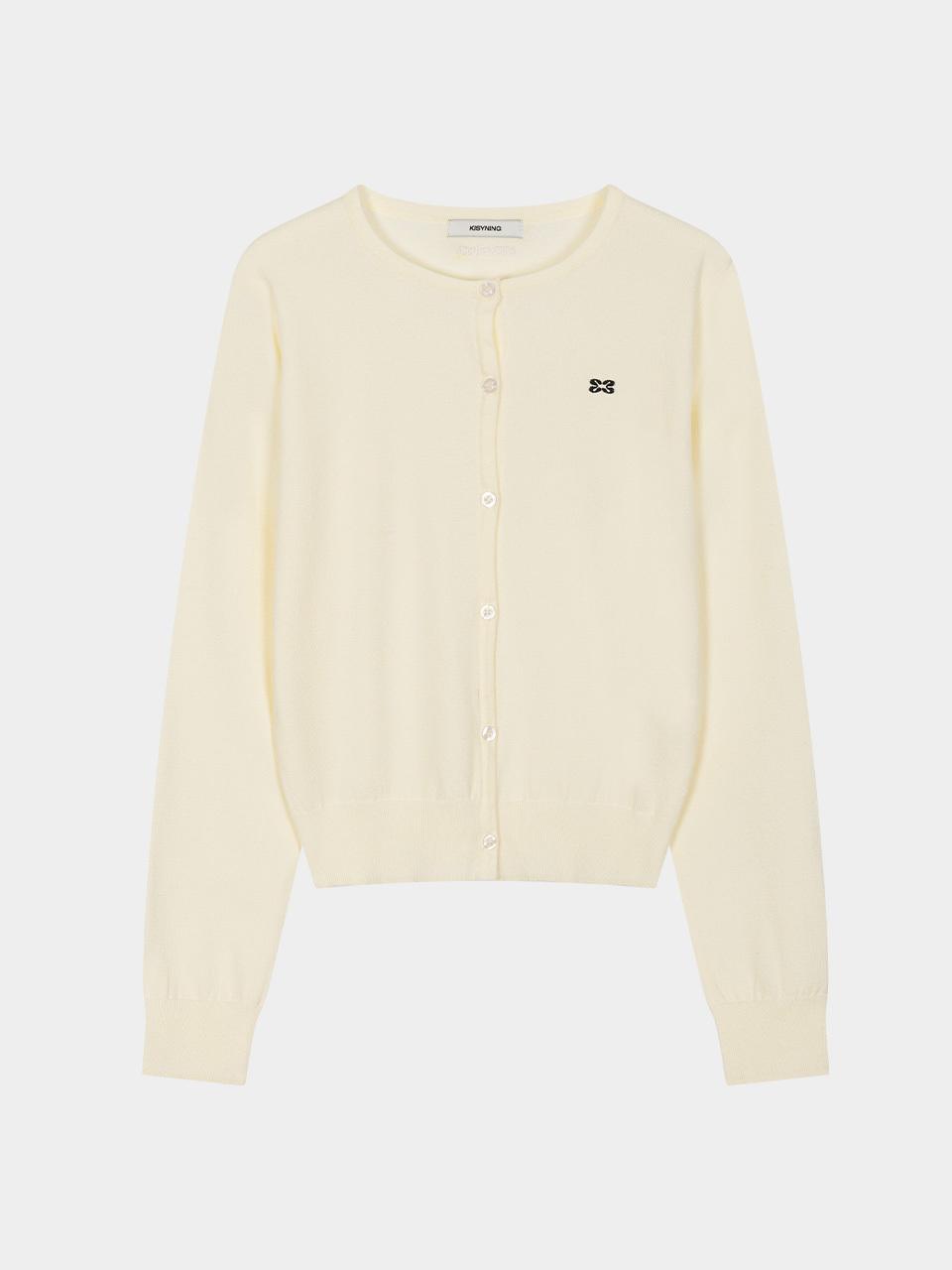 KISYNING New Classic Crew Neck Cardigan (White)
